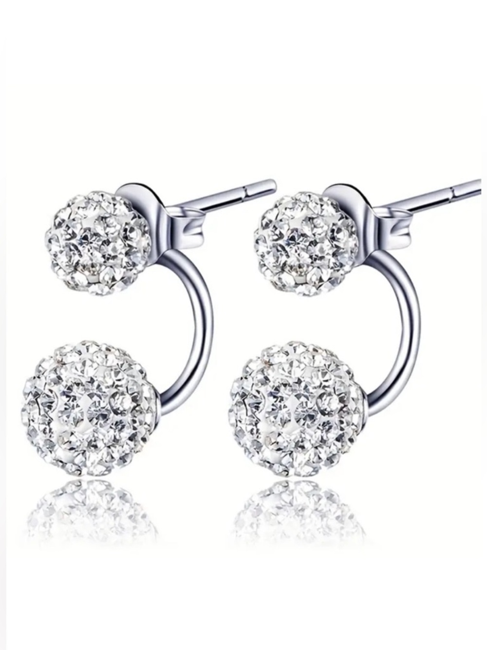 Sparkling Silver Crystal Double-Stud Earrings